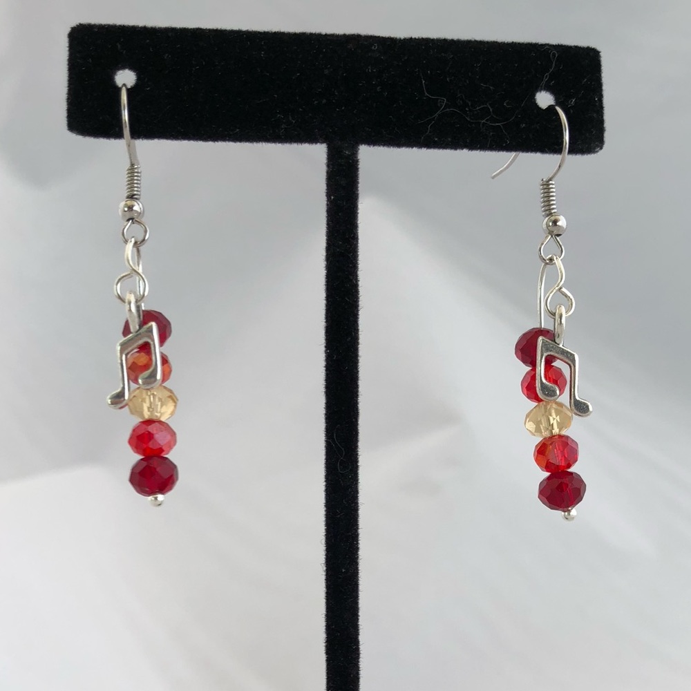Handmade glass bead music note earrings